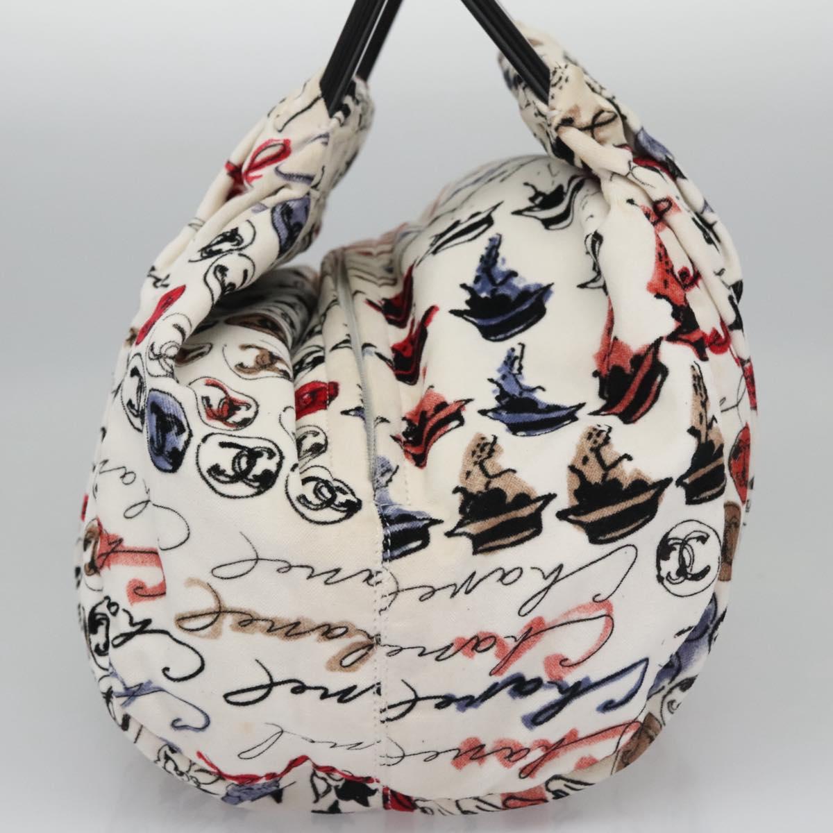 Chanel Cambon White Velvet Handbag ()