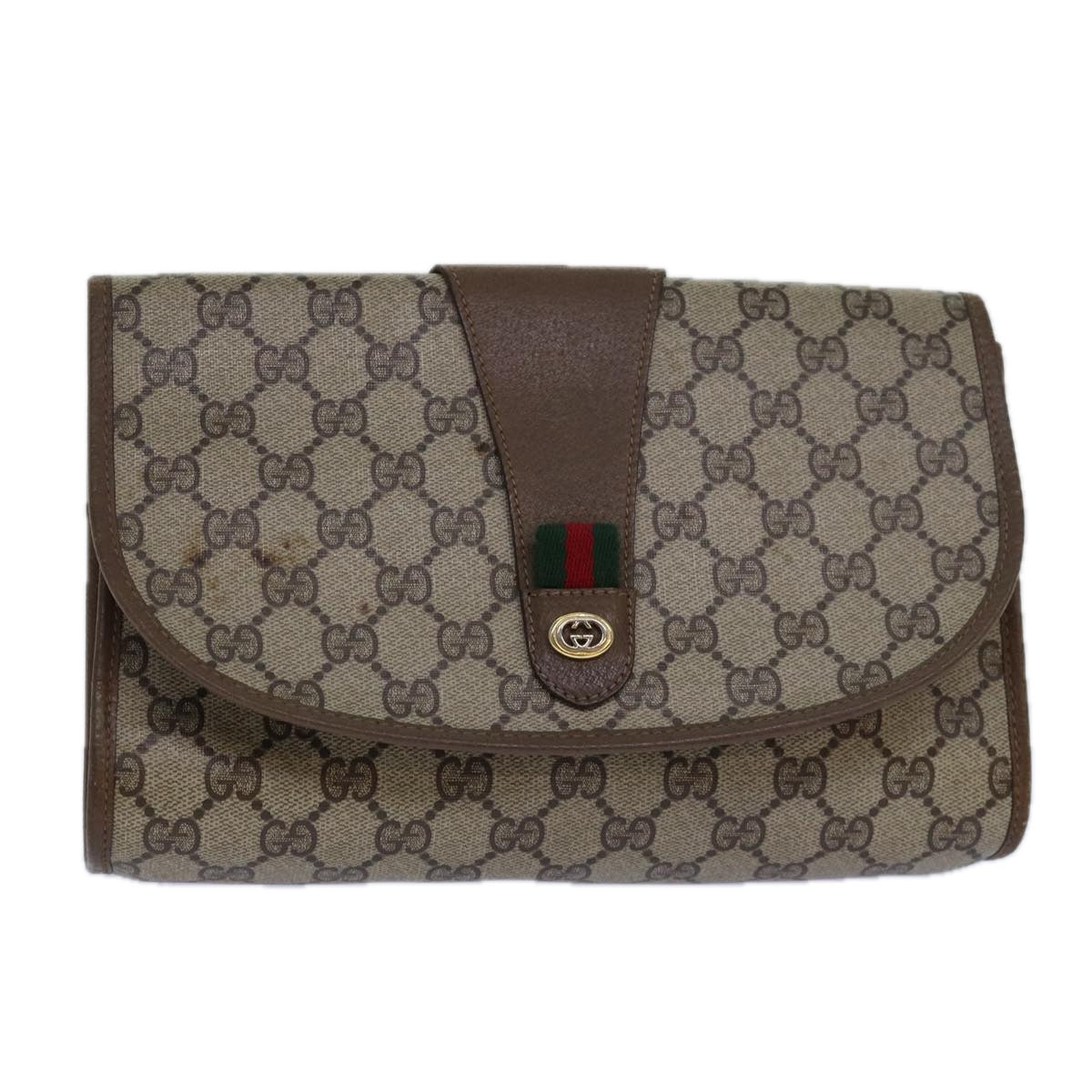 Gucci Sherry Beige Canvas Clutch Bag ()