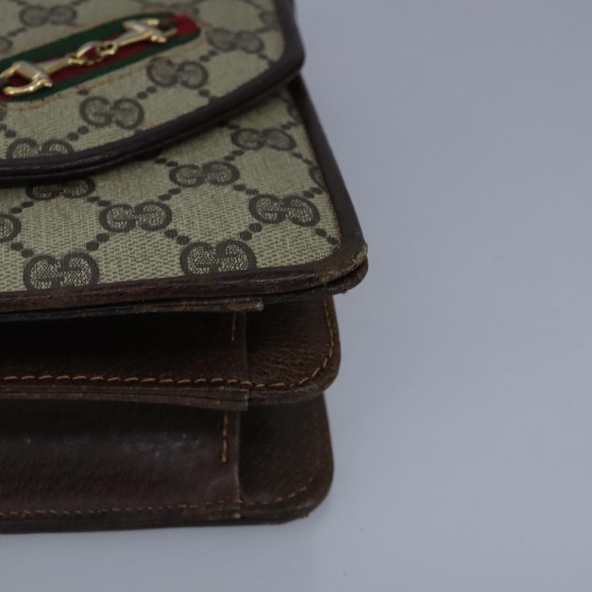 Gucci Horsebit Beige Canvas Shoulder Bag ()