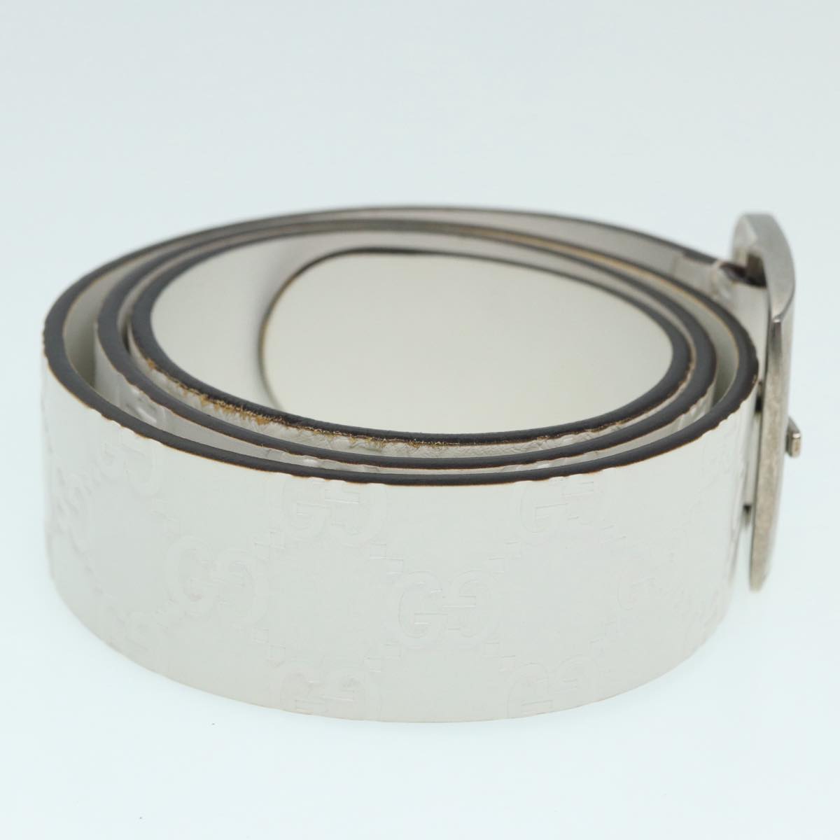 Gucci Micro Guccissima White Leather Belt  ()