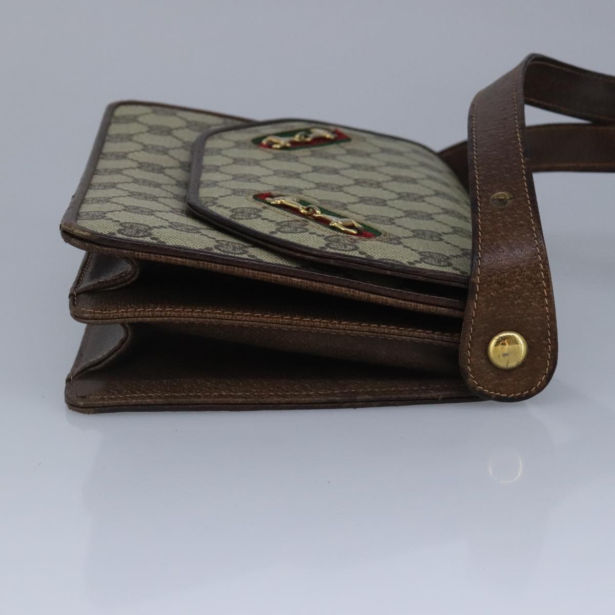 Gucci Horsebit Beige Canvas Shoulder Bag ()