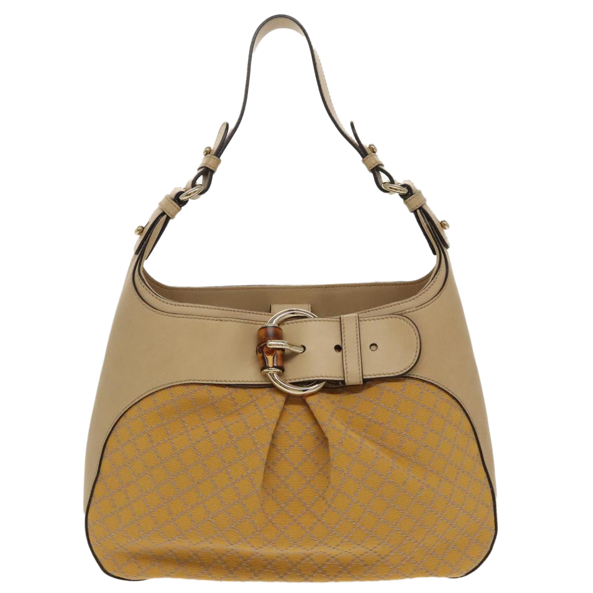 Gucci Bamboo Beige Canvas Shoulder Bag ()