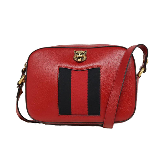 Gucci Animalier Red Leather Shoulder Bag ()