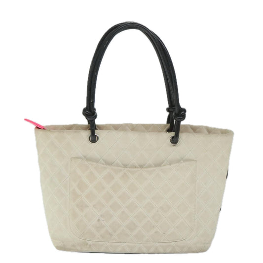 Chanel Cambon Line White Leather Tote Bag ()