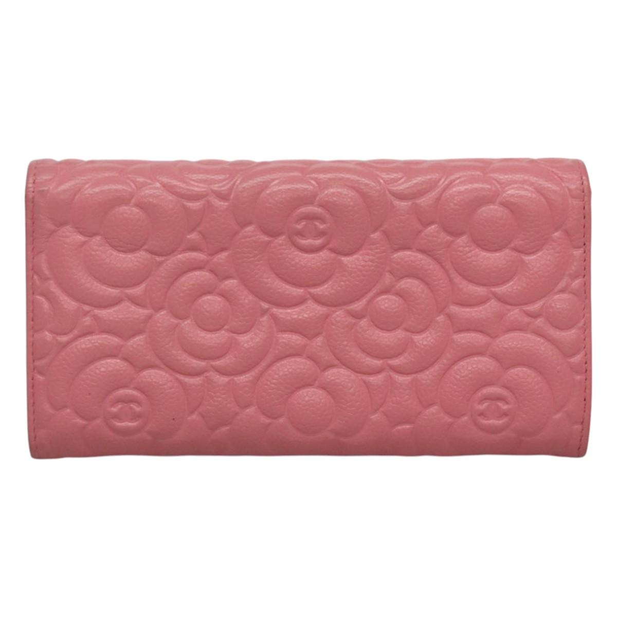 Chanel Camellia Pink Leather Wallet  ()