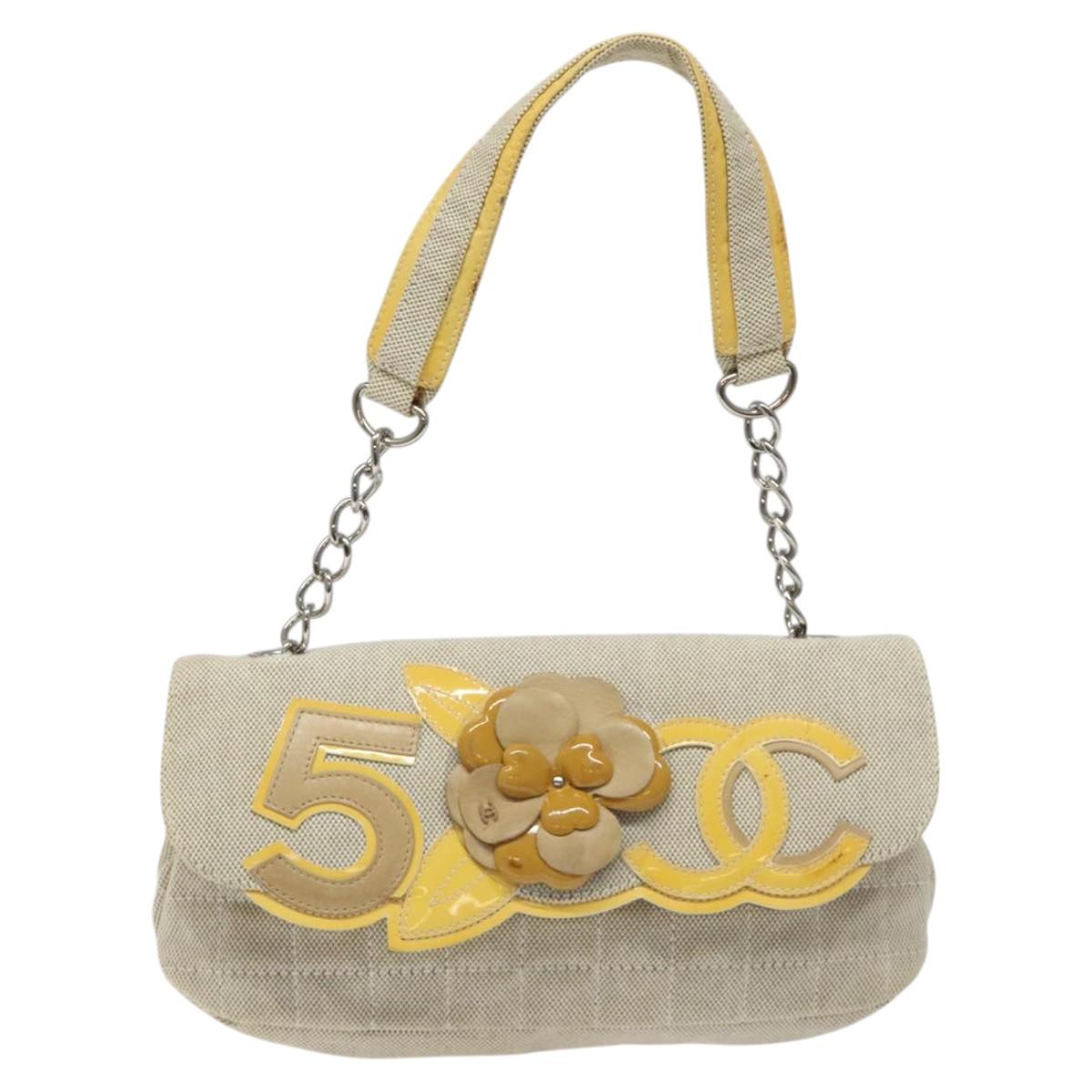 Chanel Camellia Grey Canvas Shoulder Bag ()