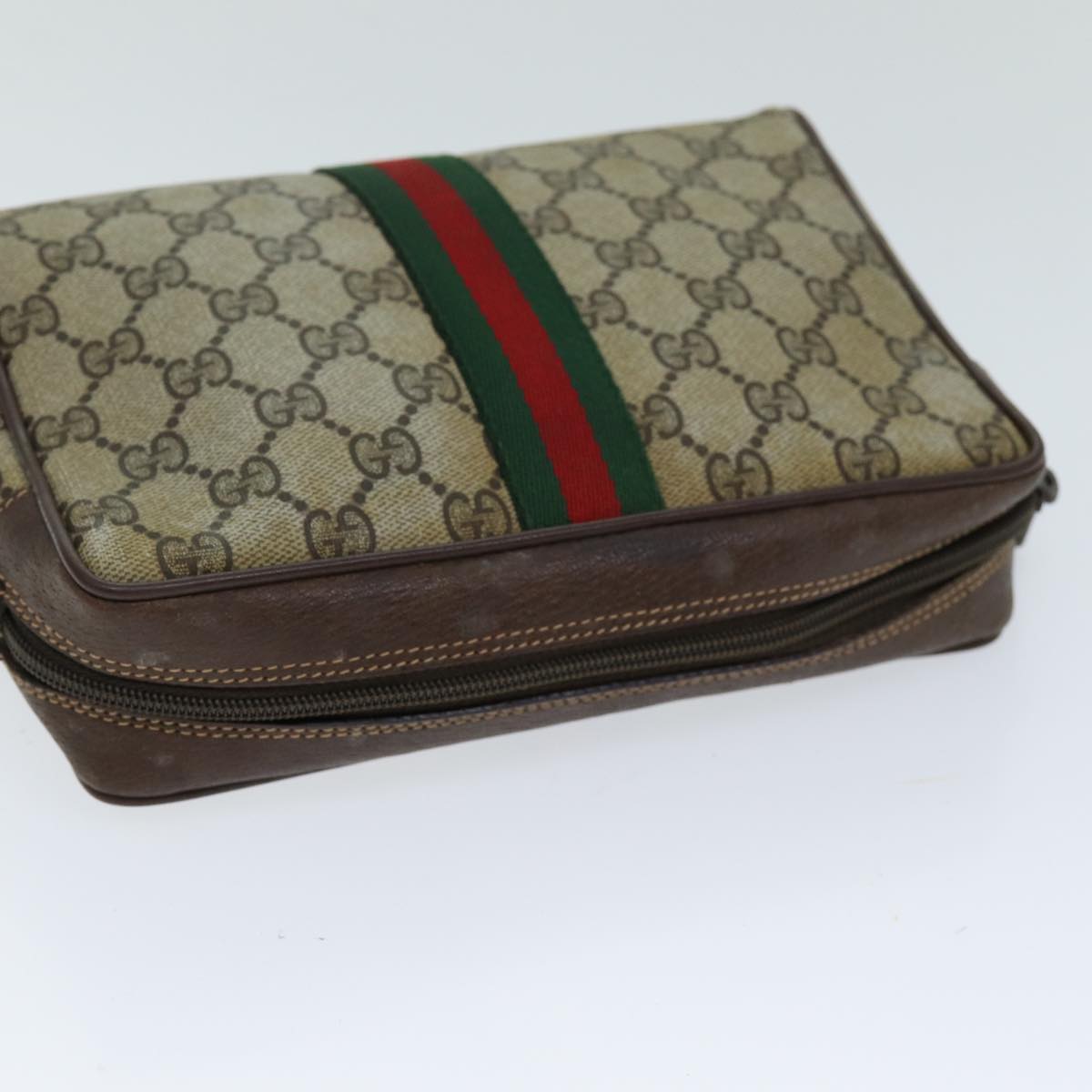 Gucci Sherry Beige Canvas Clutch Bag ()