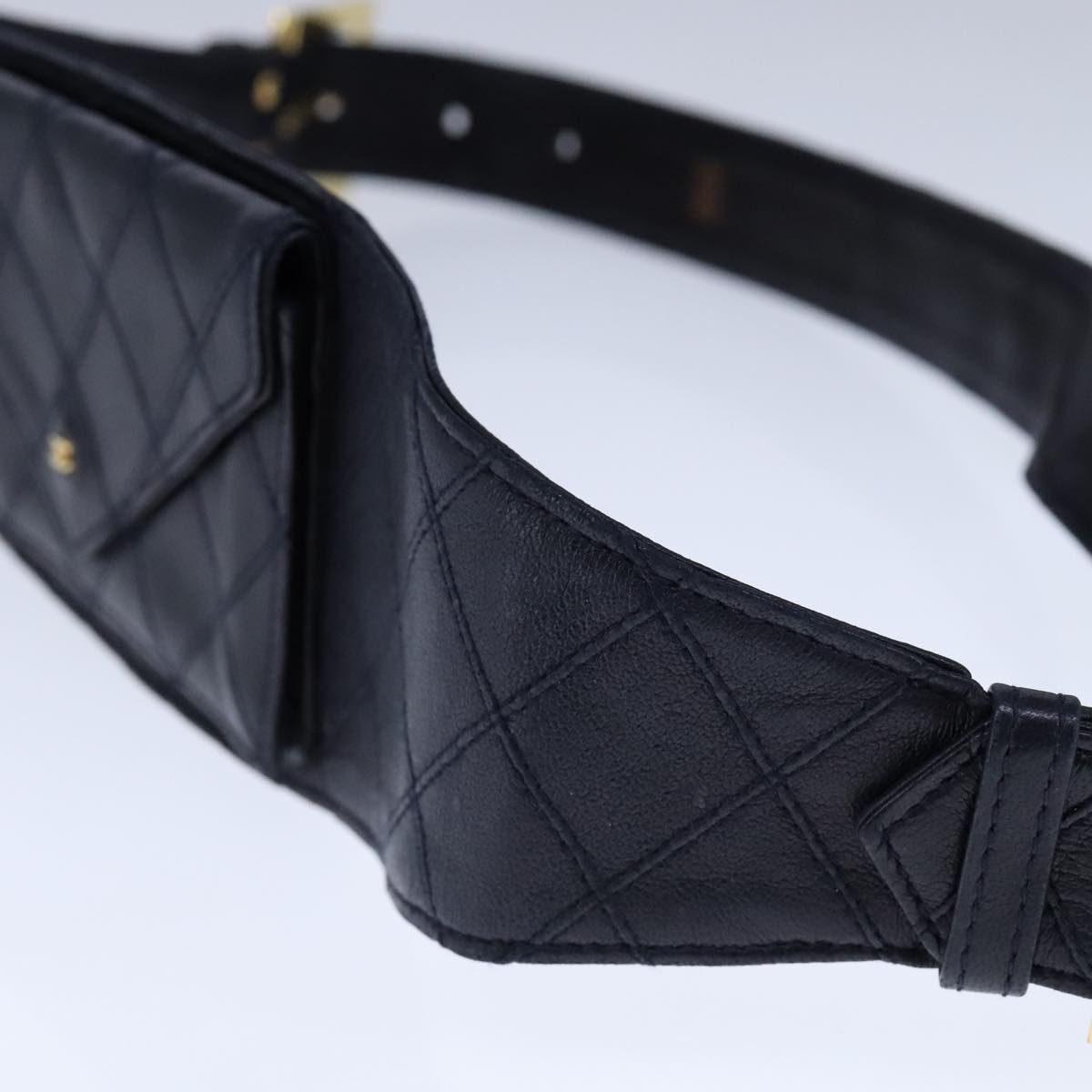 Chanel Bag Belt Navy Leather Shoulder Bag ()