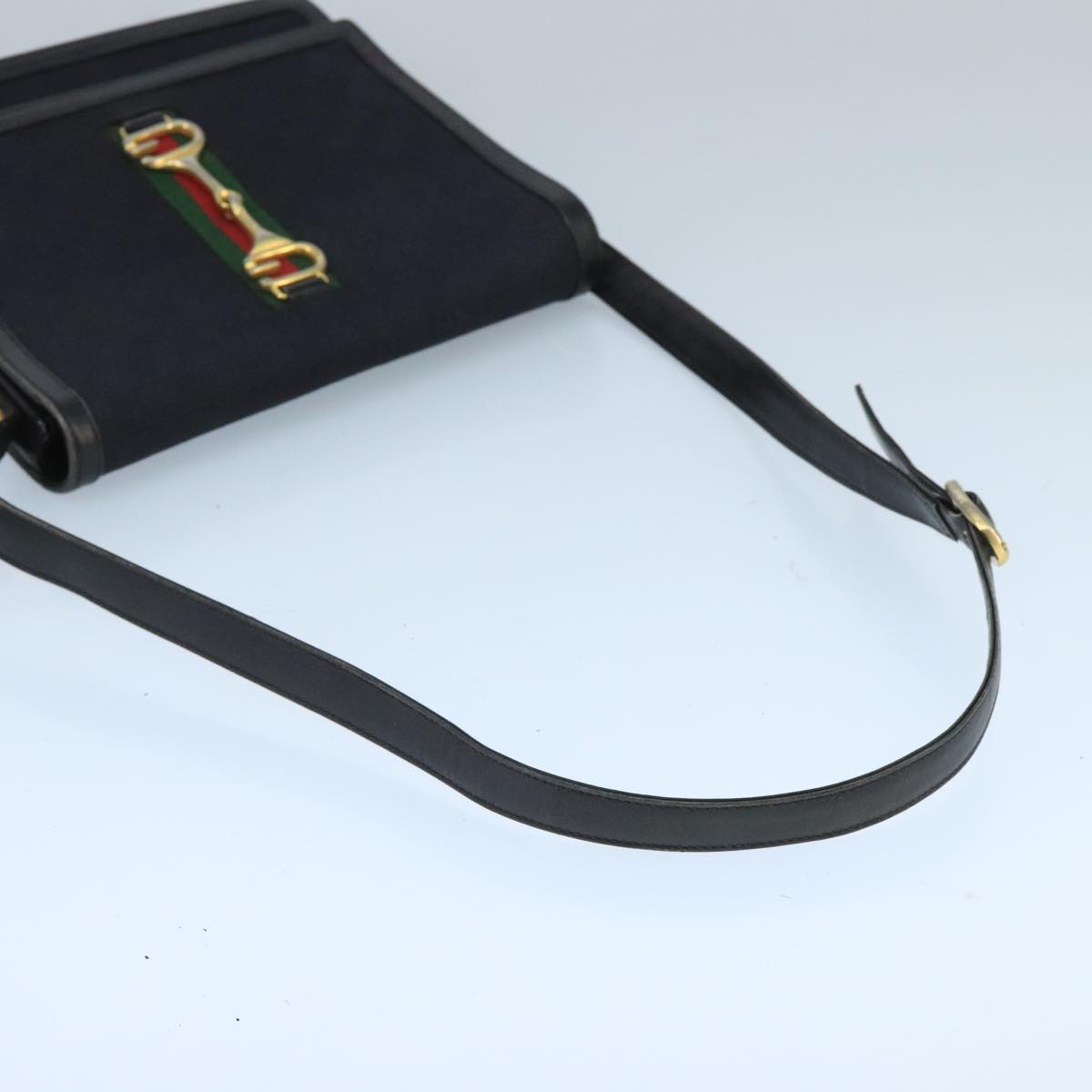 Gucci Horsebit Black Canvas Shoulder Bag ()