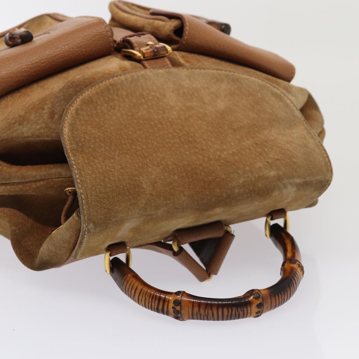 Gucci Bamboo Brown Suede Backpack Bag ()