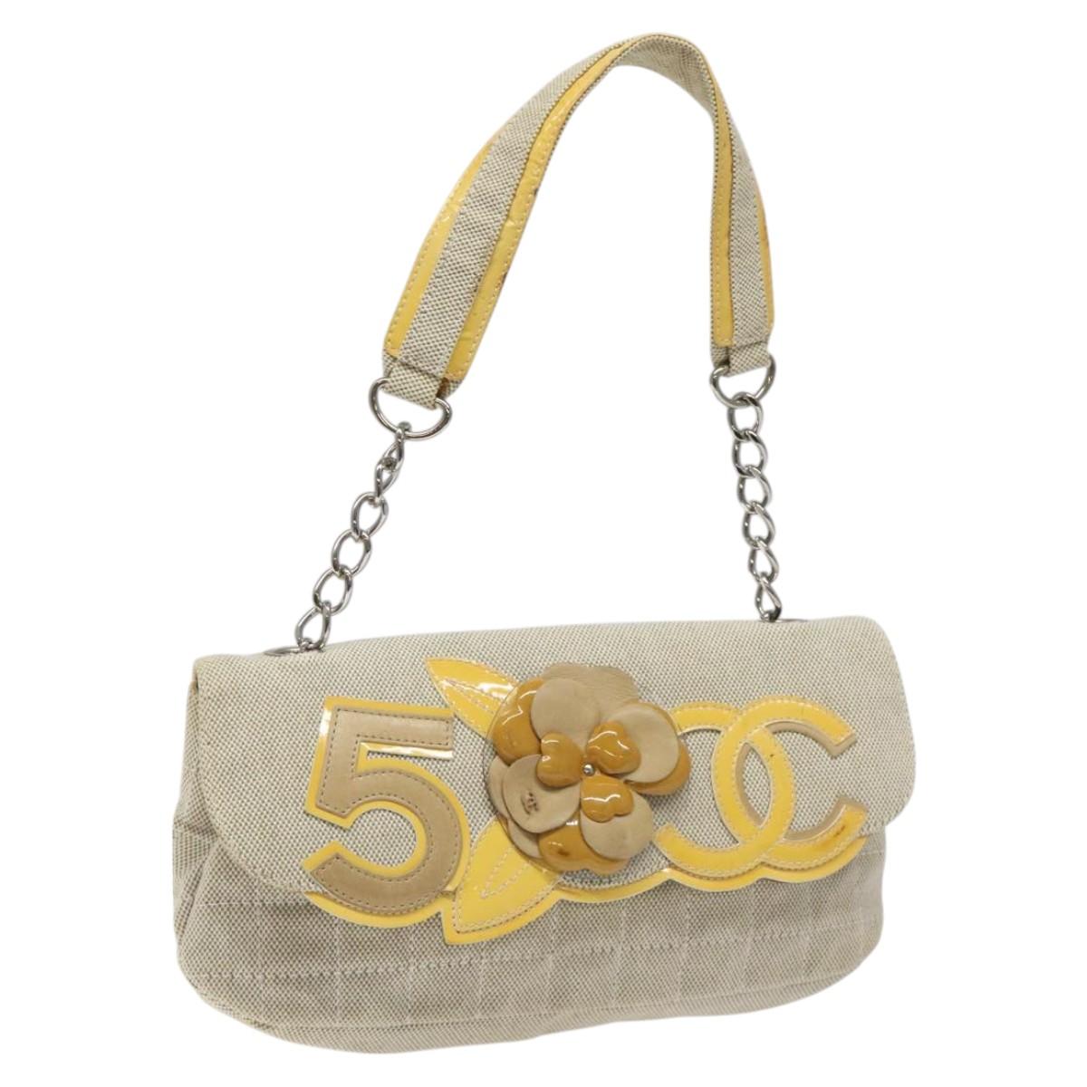 Chanel Camellia Grey Canvas Shoulder Bag ()