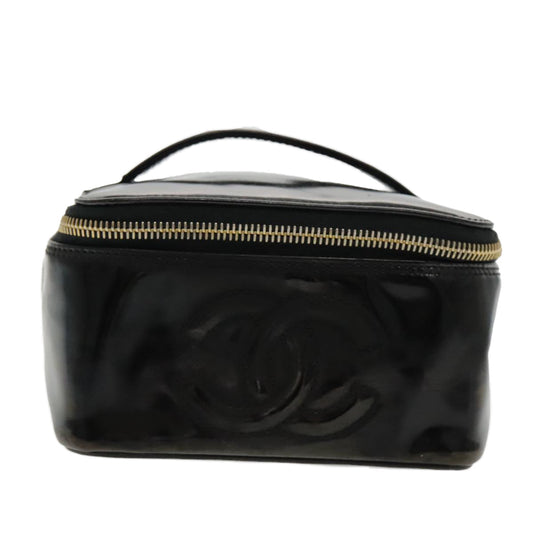Chanel Vanity Black Patent Leather Clutch Bag ()