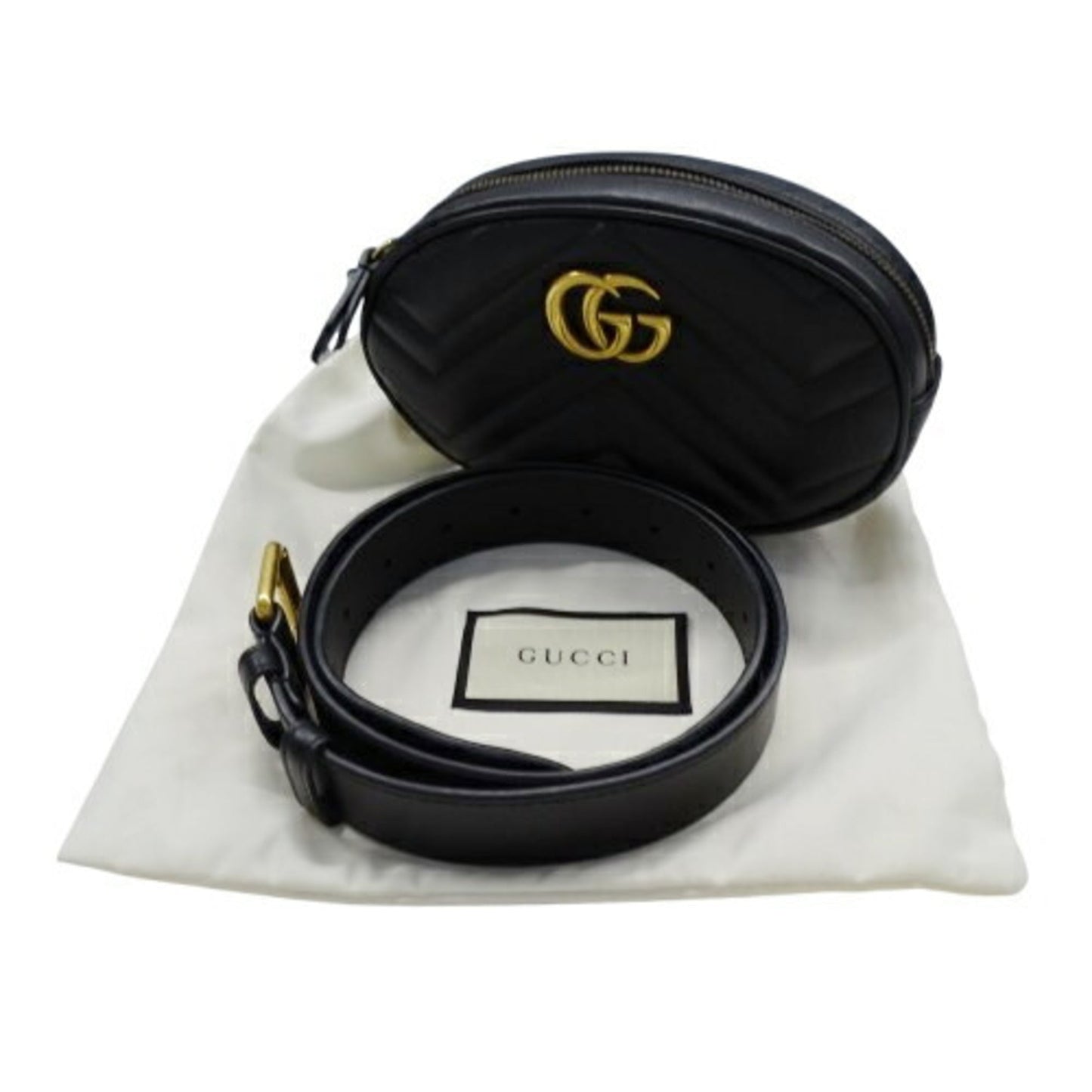 Gucci Black Leather Fanny Pack Sling Bag ()