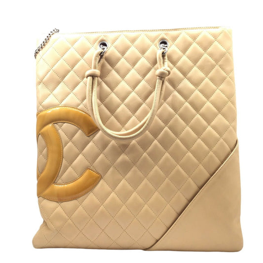 Chanel Beige Leather Handbag Tote Bag ()