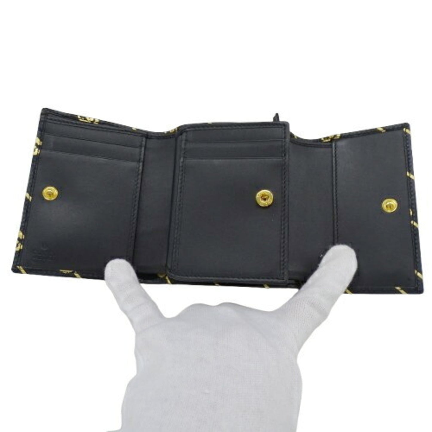 Gucci Black Gold Leather Wallet (Tri-Fold) ()
