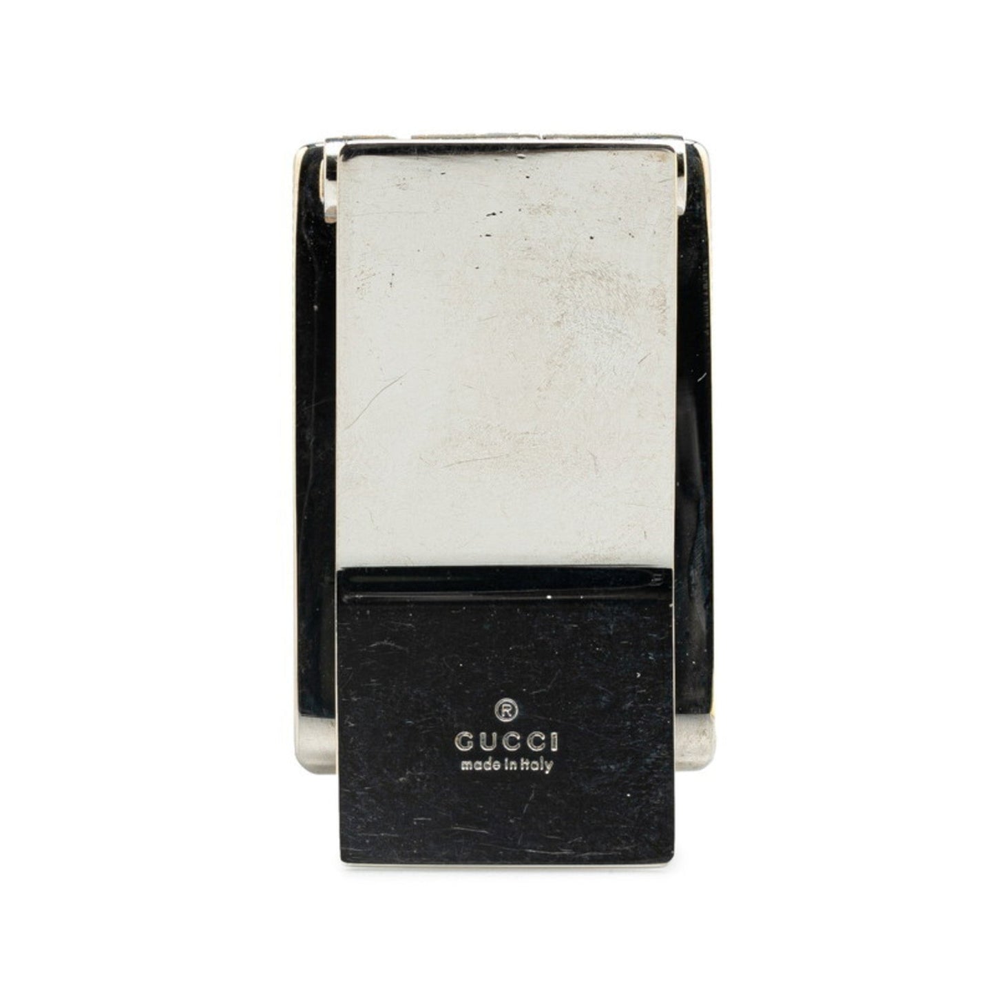 Gucci Black Silver Metal Leather Money Clip ()