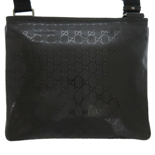 Gucci Black Silver Coated Canvas Leather Shoulder Bag ()