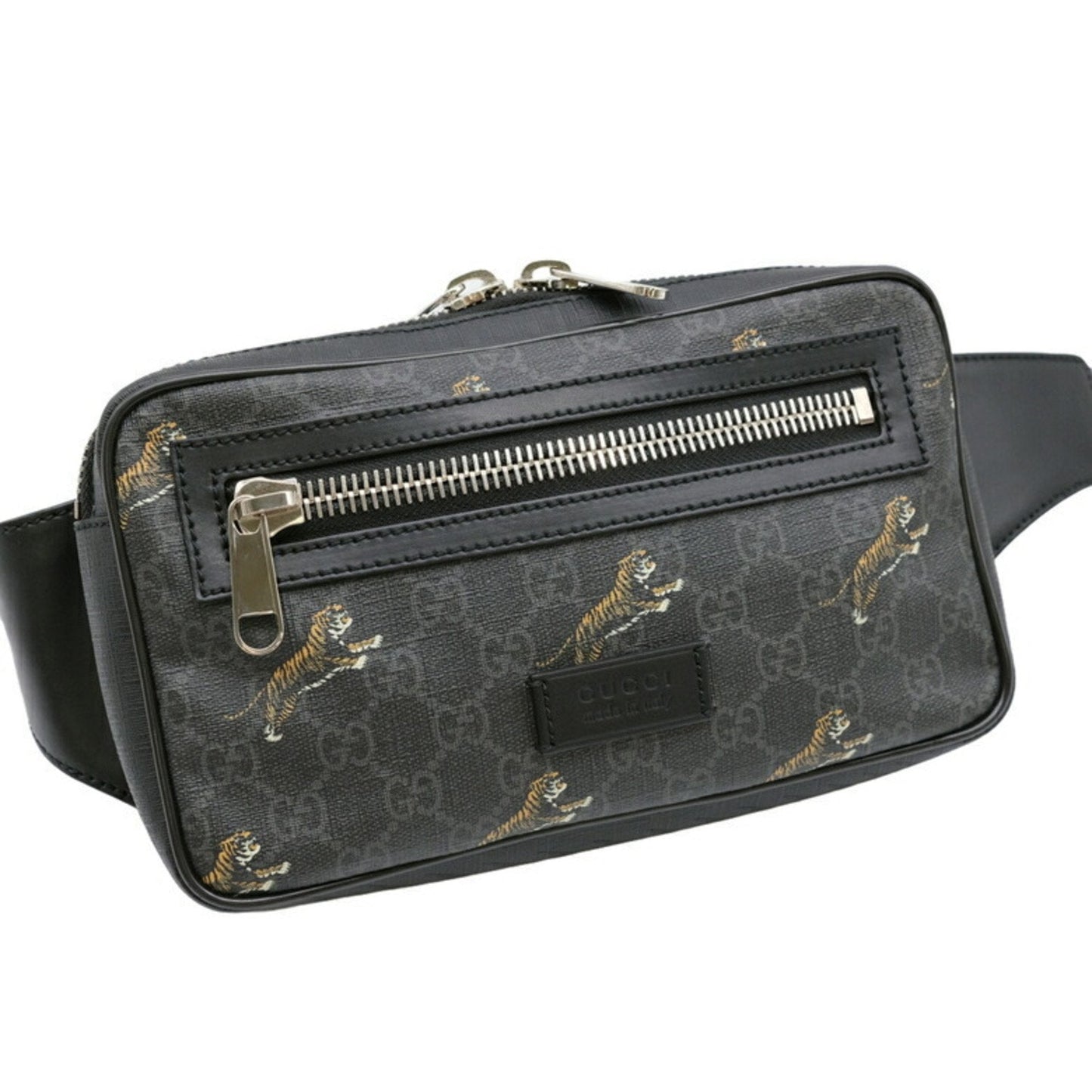 Gucci Black Gg Supreme Canvas Leather Sling Bag ()