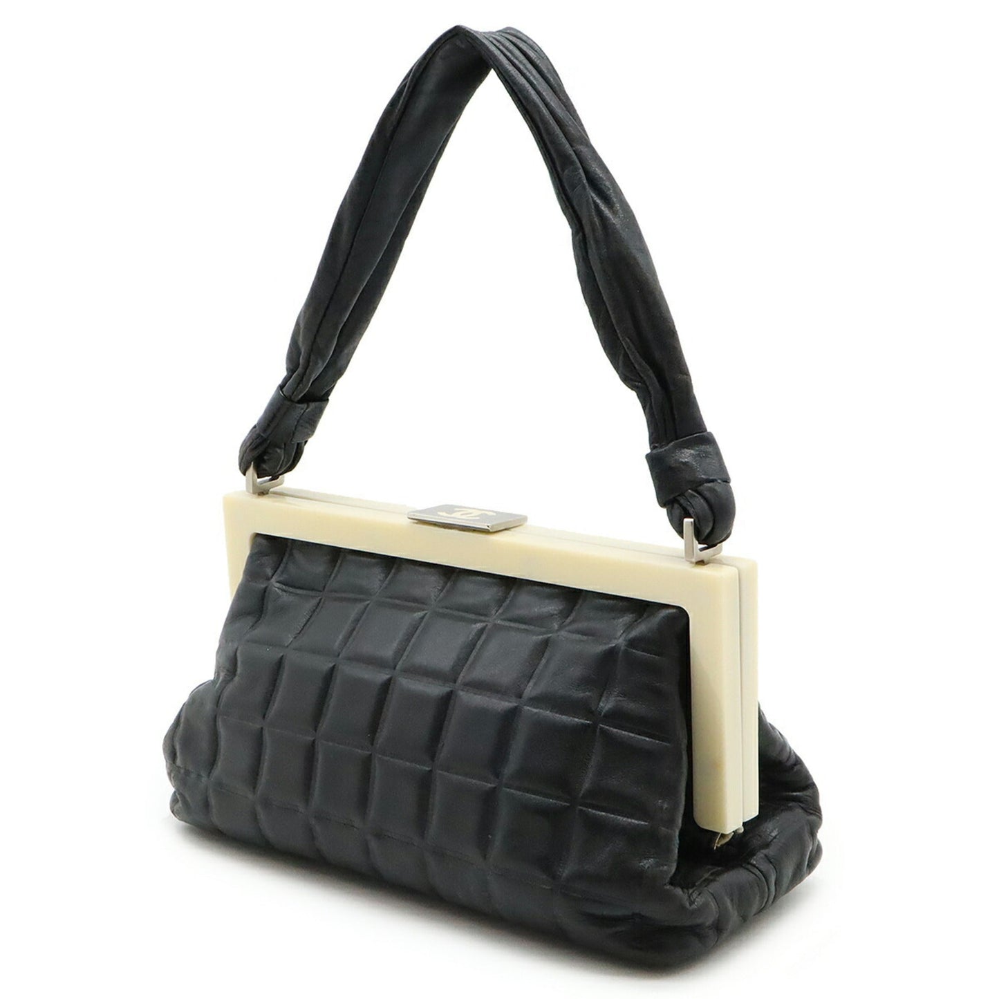 Chanel Black Ivory Leather Handbag ()