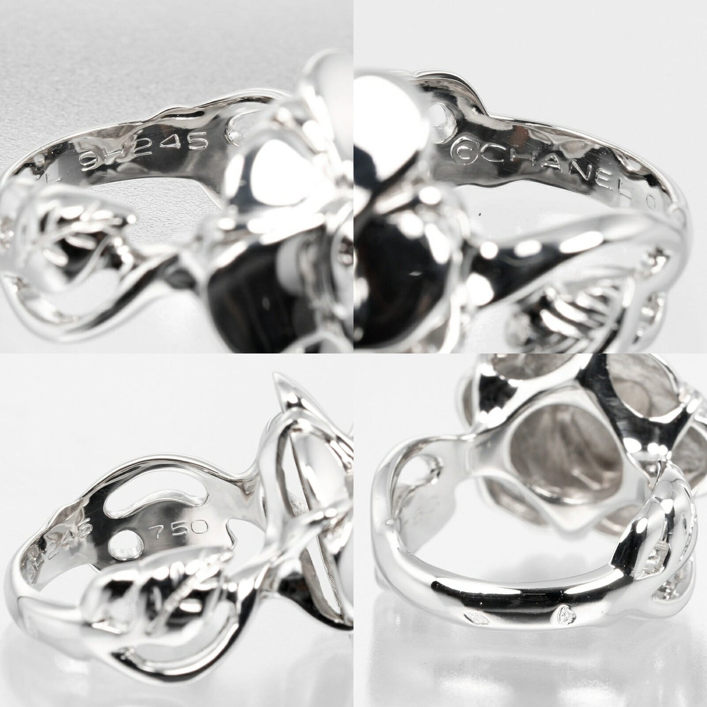 Chanel Camellia White Gold White Gold (18K) Band Ring ()