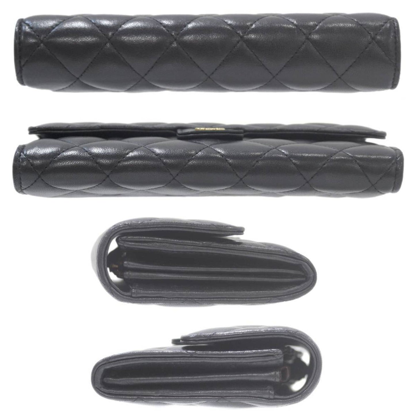 Chanel Black Leather Long Wallet (Bi-Fold) ()