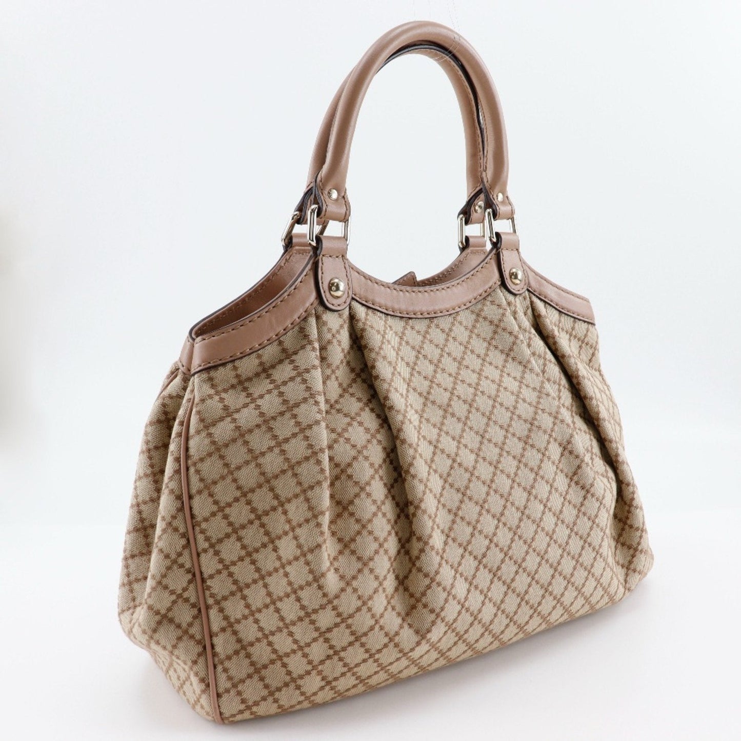 Gucci Beige Pink Canvas Handbag ()