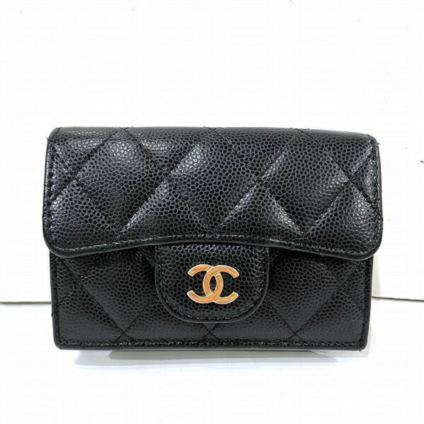 Chanel Black Grained Calfskin Wallet (Bi-Fold) ()
