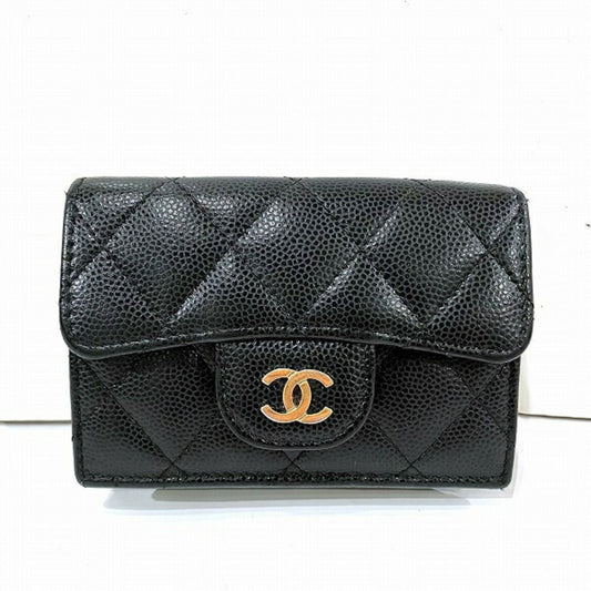 Chanel Black Grained Calfskin Wallet (Bi-Fold) ()