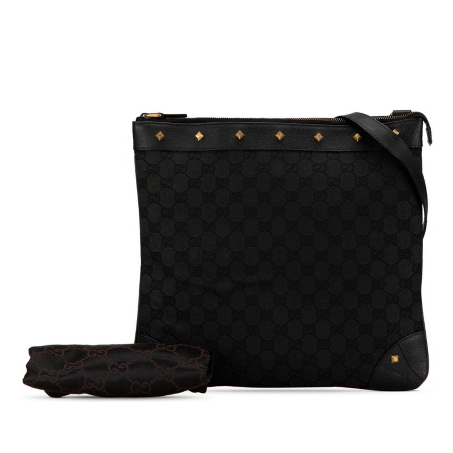 Gucci Black Canvas Leather Shoulder Bag ()