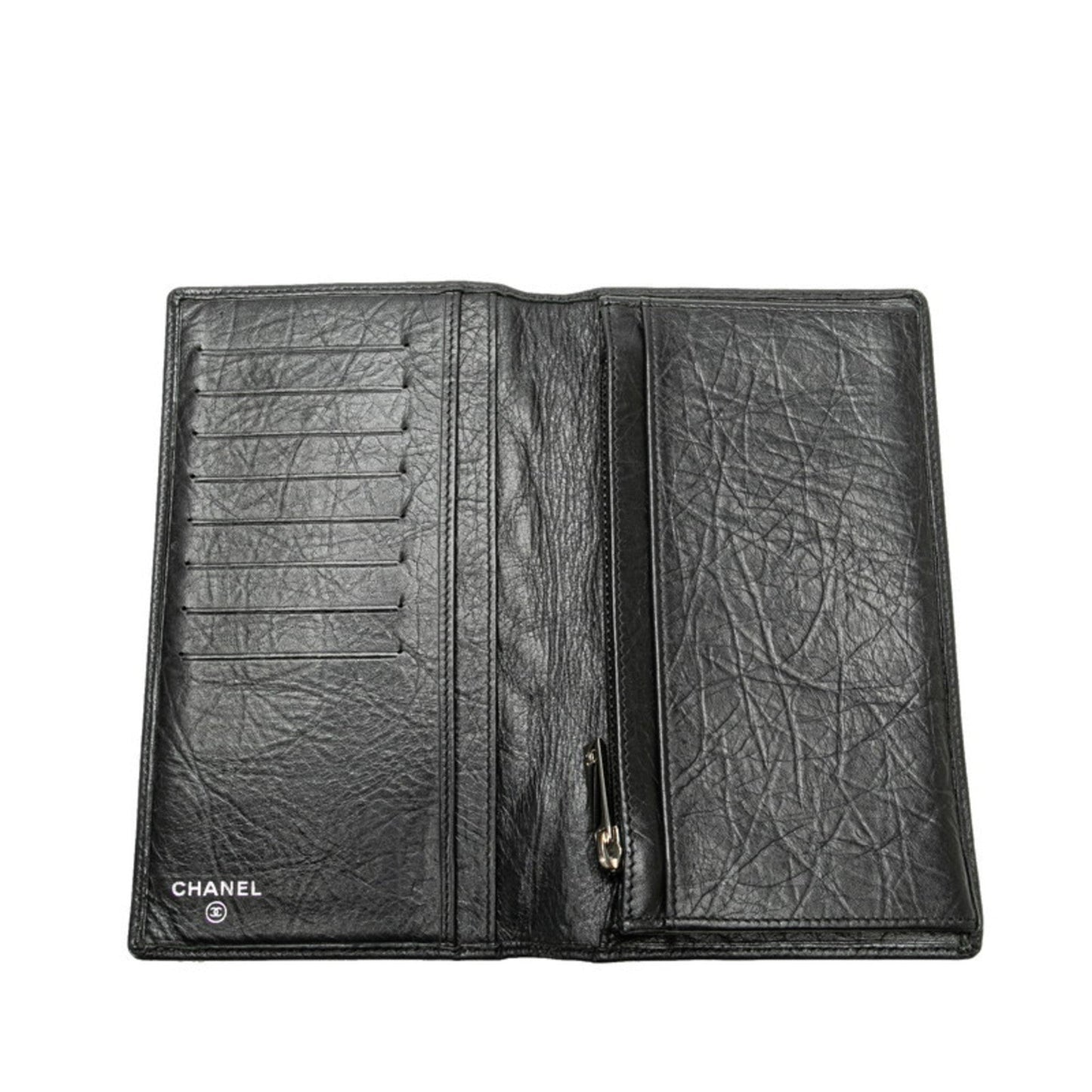 Chanel Black Leather Long Wallet (Bi-Fold) ()