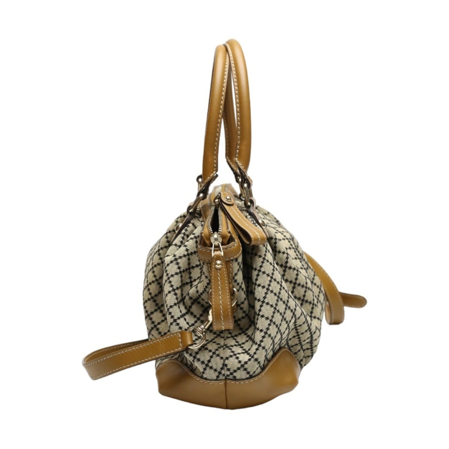 Gucci Beige Brown Canvas Shoulder Bag Tote Bag ()