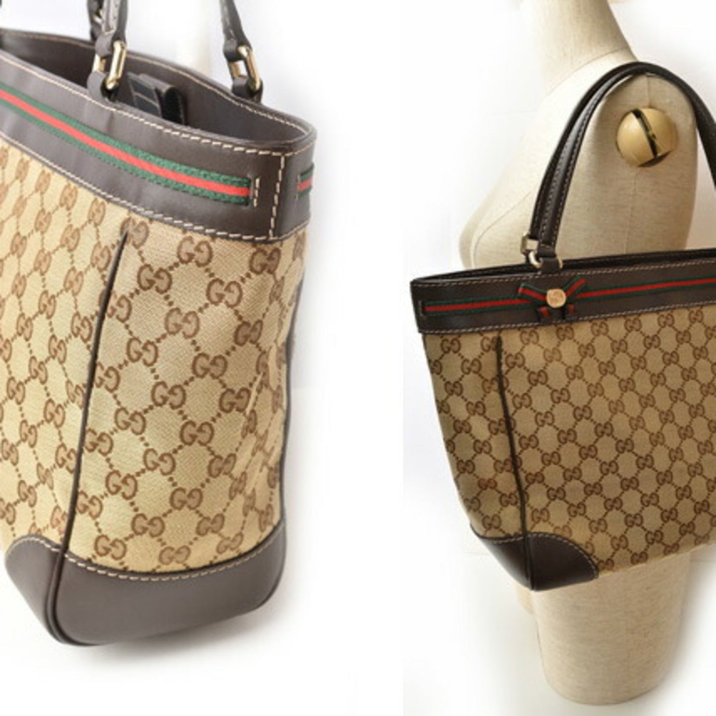 Gucci Beige Brown Gg Canvas Shoulder Bag Tote Bag ()