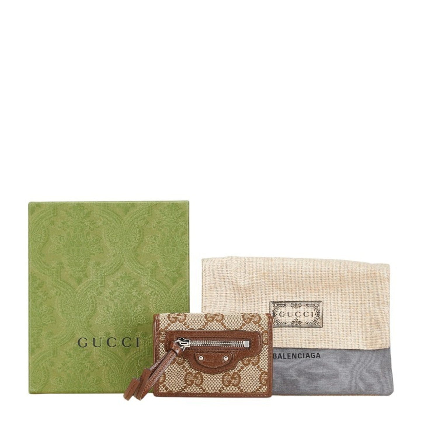 Gucci Beige Brown Gg Canvas Leather Wallet (Tri-Fold) ()