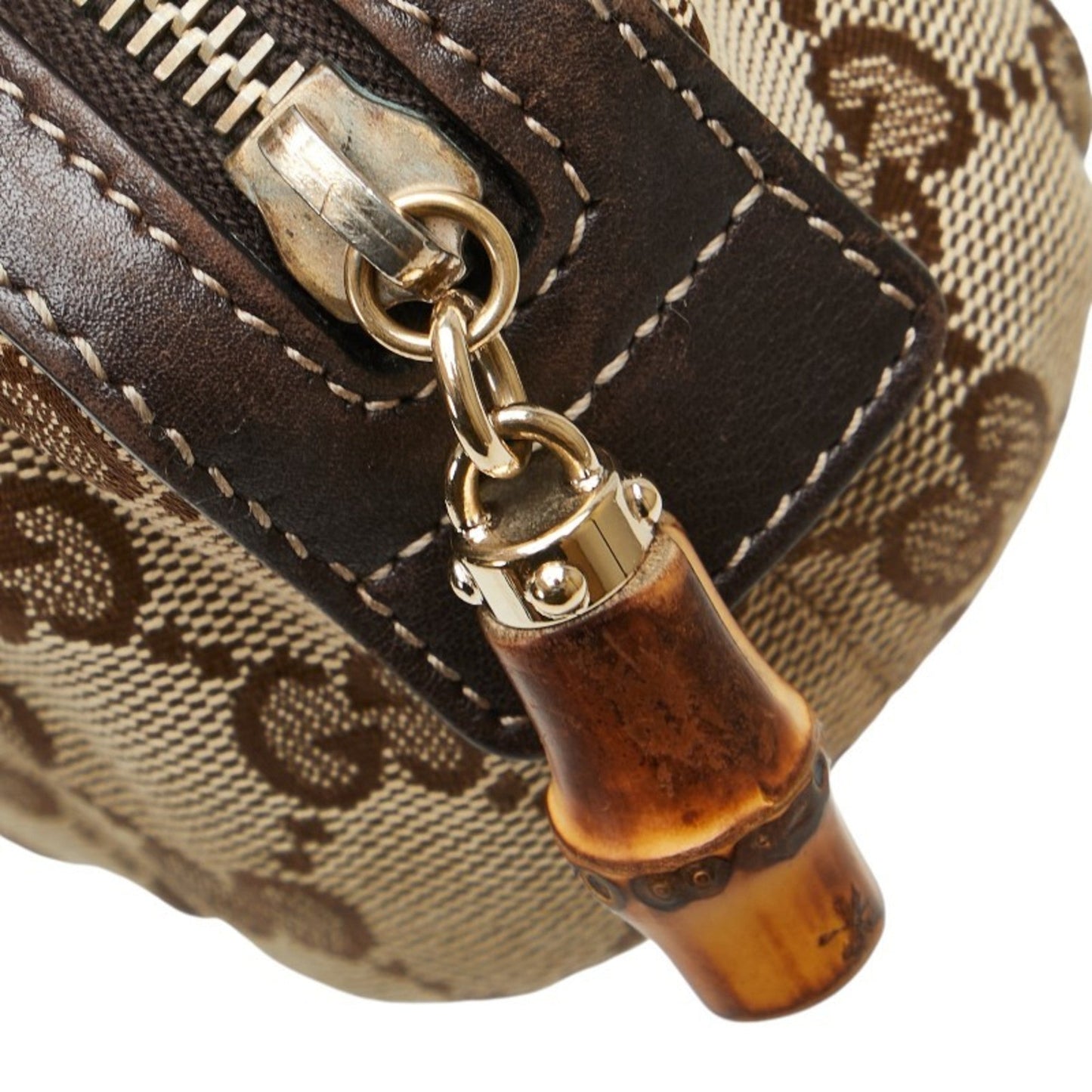 Gucci Beige Brown Canvas Leather Pouch ()