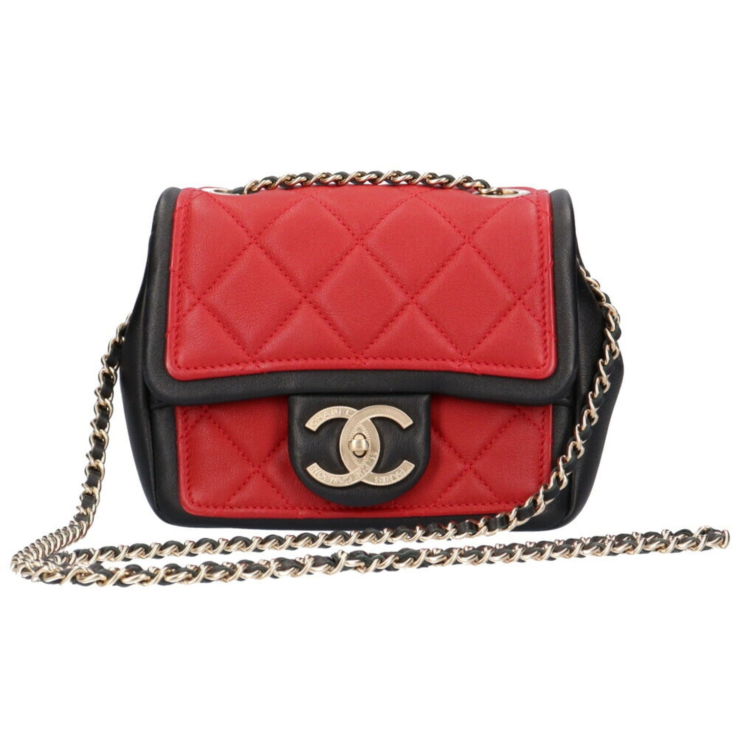 Chanel Black Red Color Leather Shoulder Bag ()