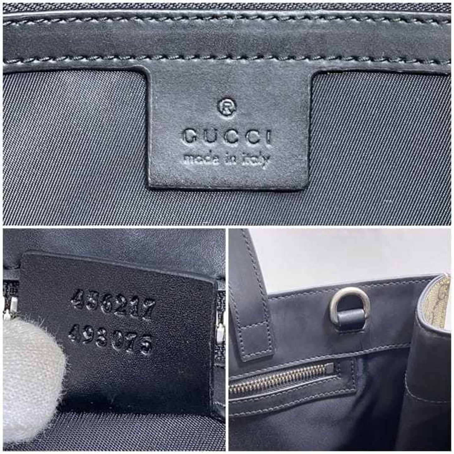 Gucci Beige Black Gg Supreme Tote Bag ()