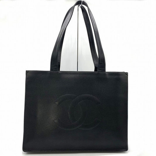 Chanel Black Grained Calfskin Shoulder Bag Tote Bag ()