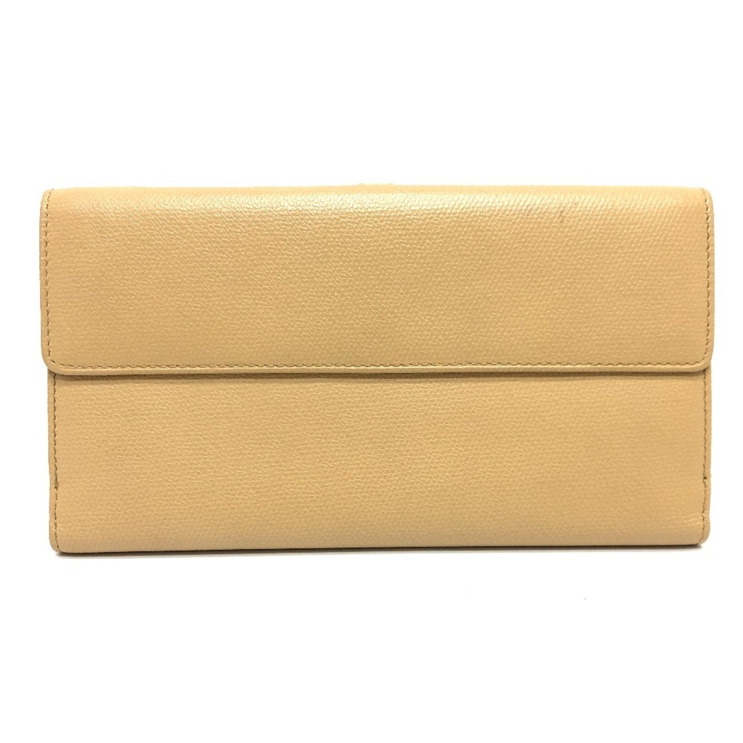 Chanel Beige Leather Long Wallet (Bi-Fold) ()