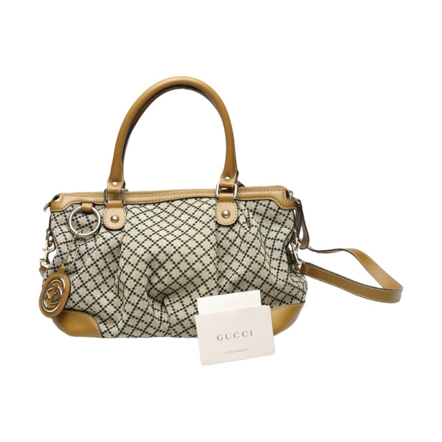 Gucci Beige Brown Canvas Shoulder Bag Tote Bag ()