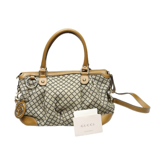 Gucci Beige Brown Canvas Shoulder Bag Tote Bag ()