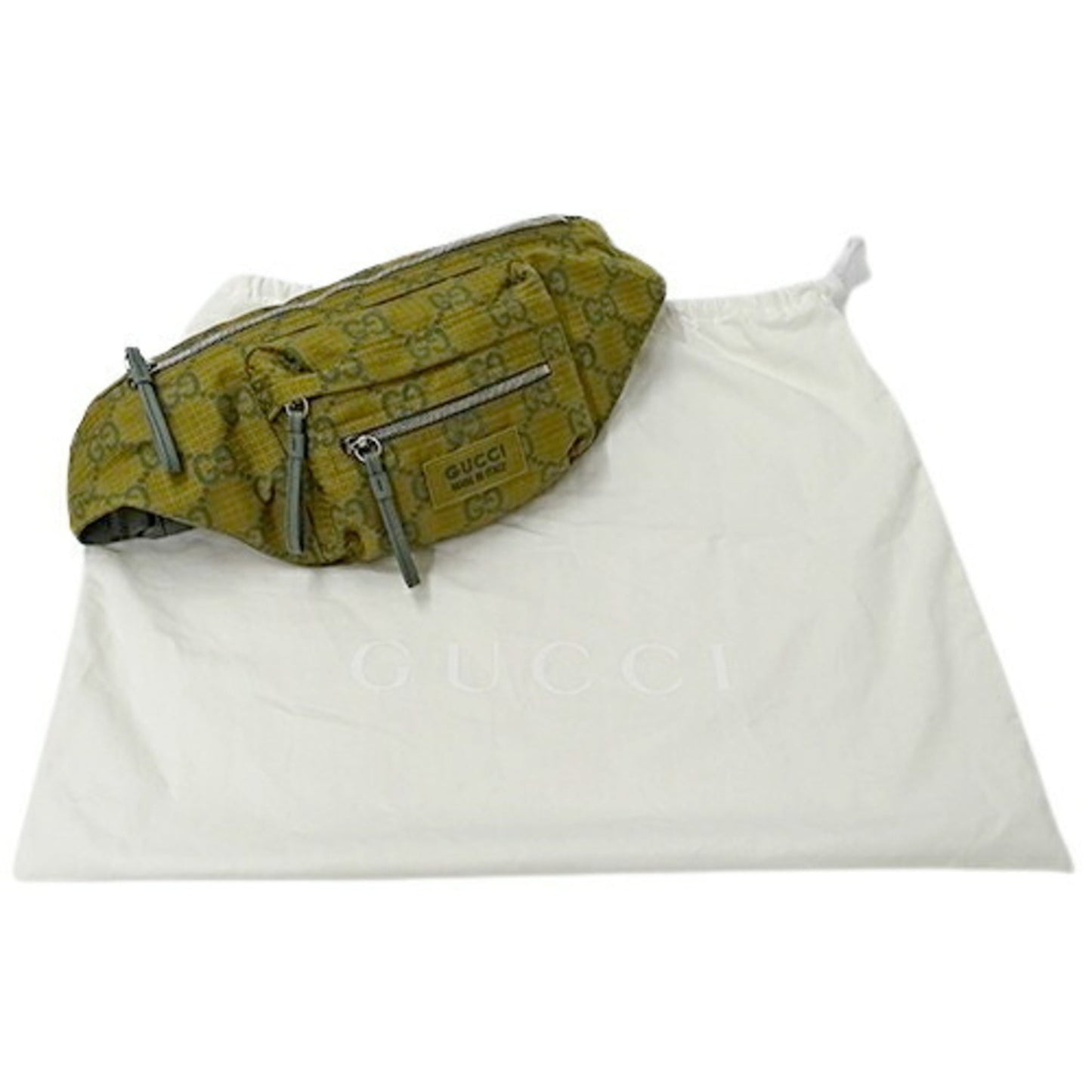 Gucci Beige Green Khaki Nylon Sling Bag ()