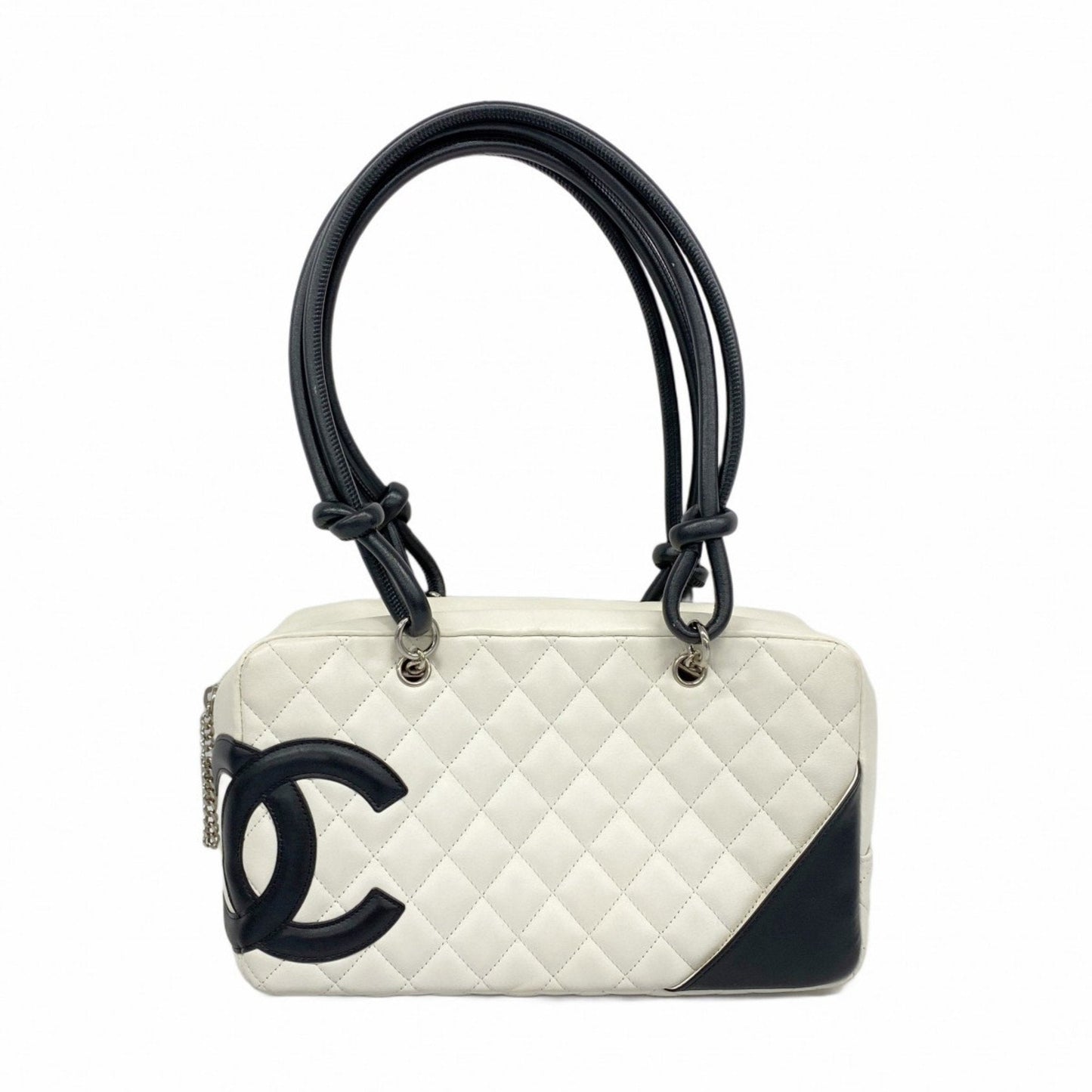 Chanel Black White Leather Shoulder Bag ()
