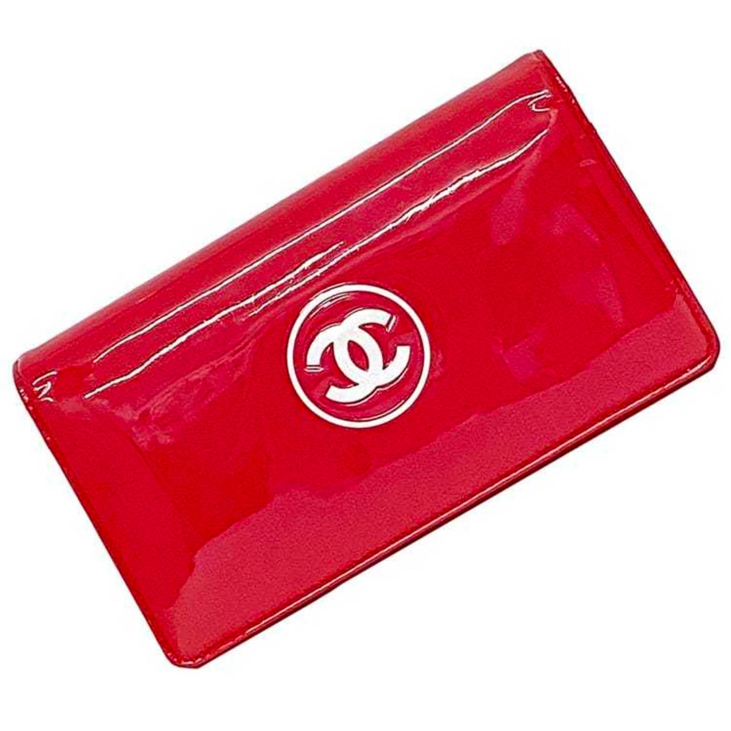 Chanel Pink Patent Leather Leather Long Wallet (Bi-Fold) ()