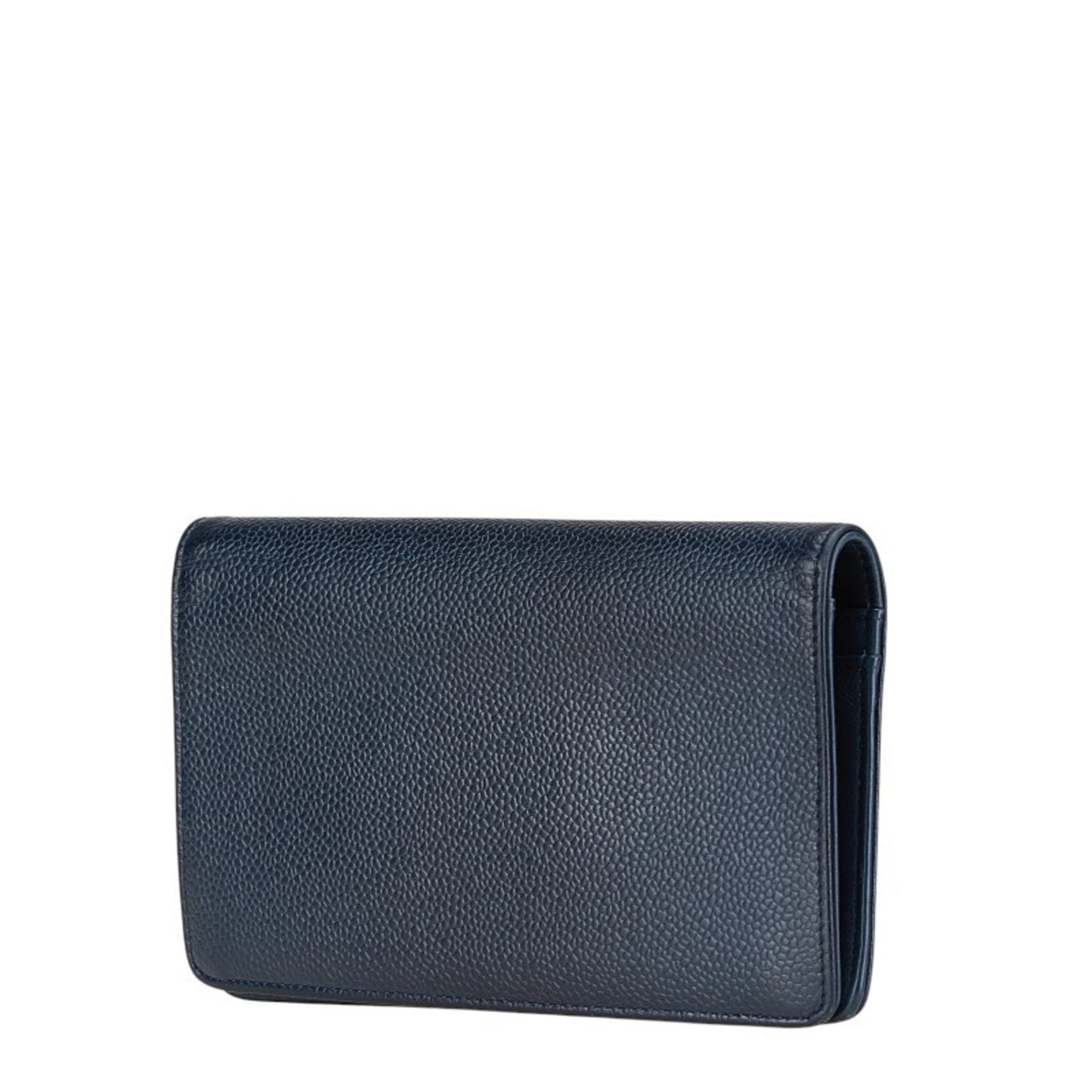 Chanel Navy Grained Calfskin Long Wallet (Bi-Fold) ()