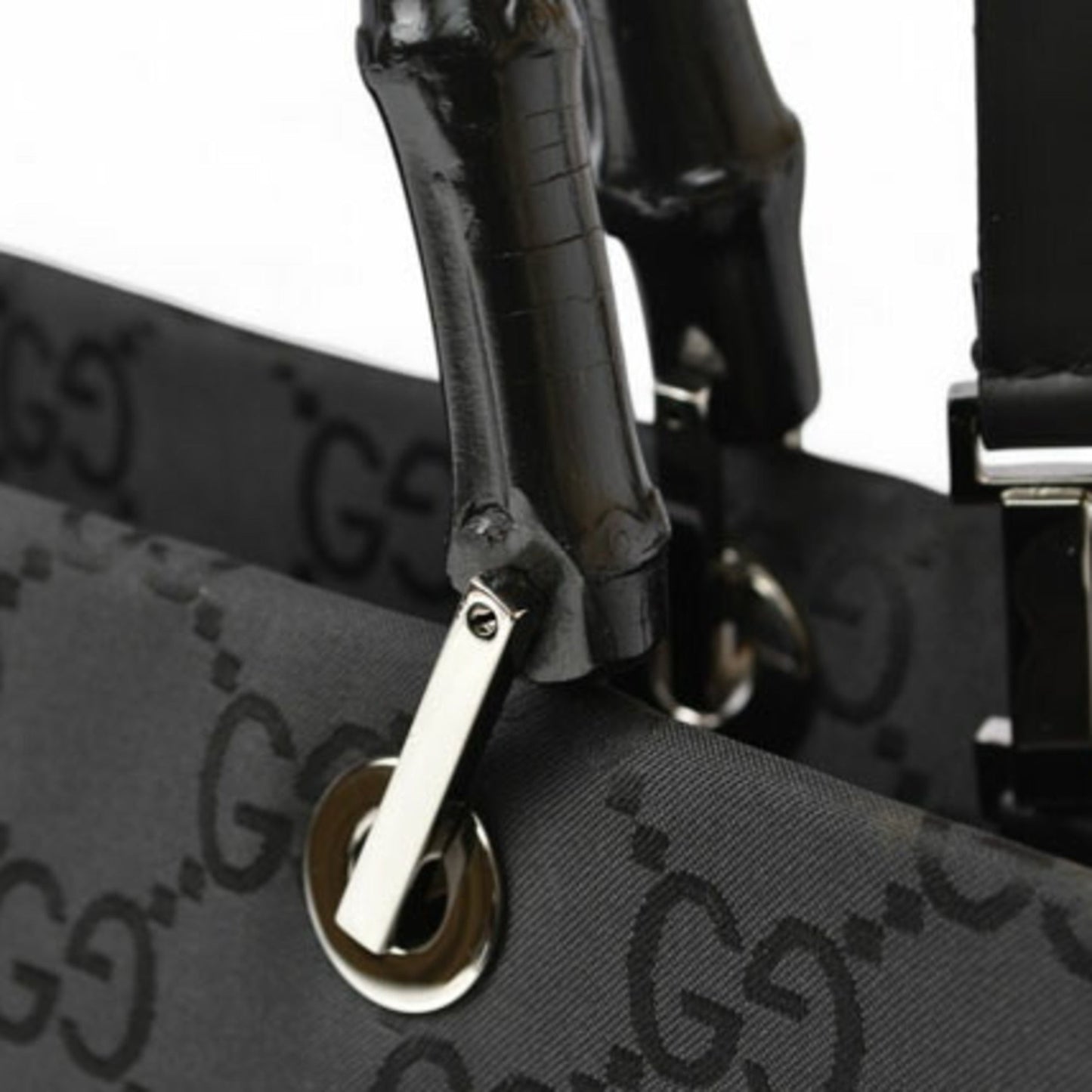 Gucci Black Nylon Canvas Handbag Tote Bag ()