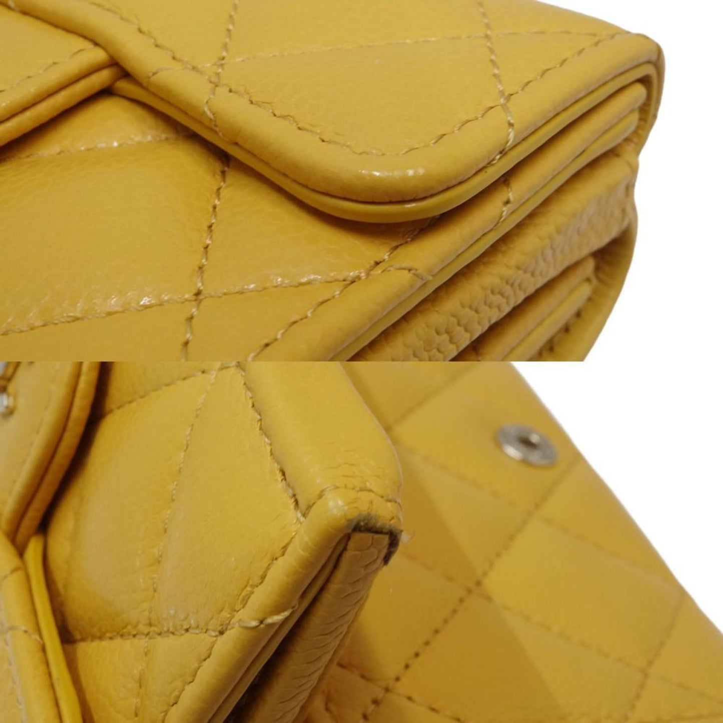 Chanel Yellow Grained Calfskin Wallet (Tri-Fold) ()