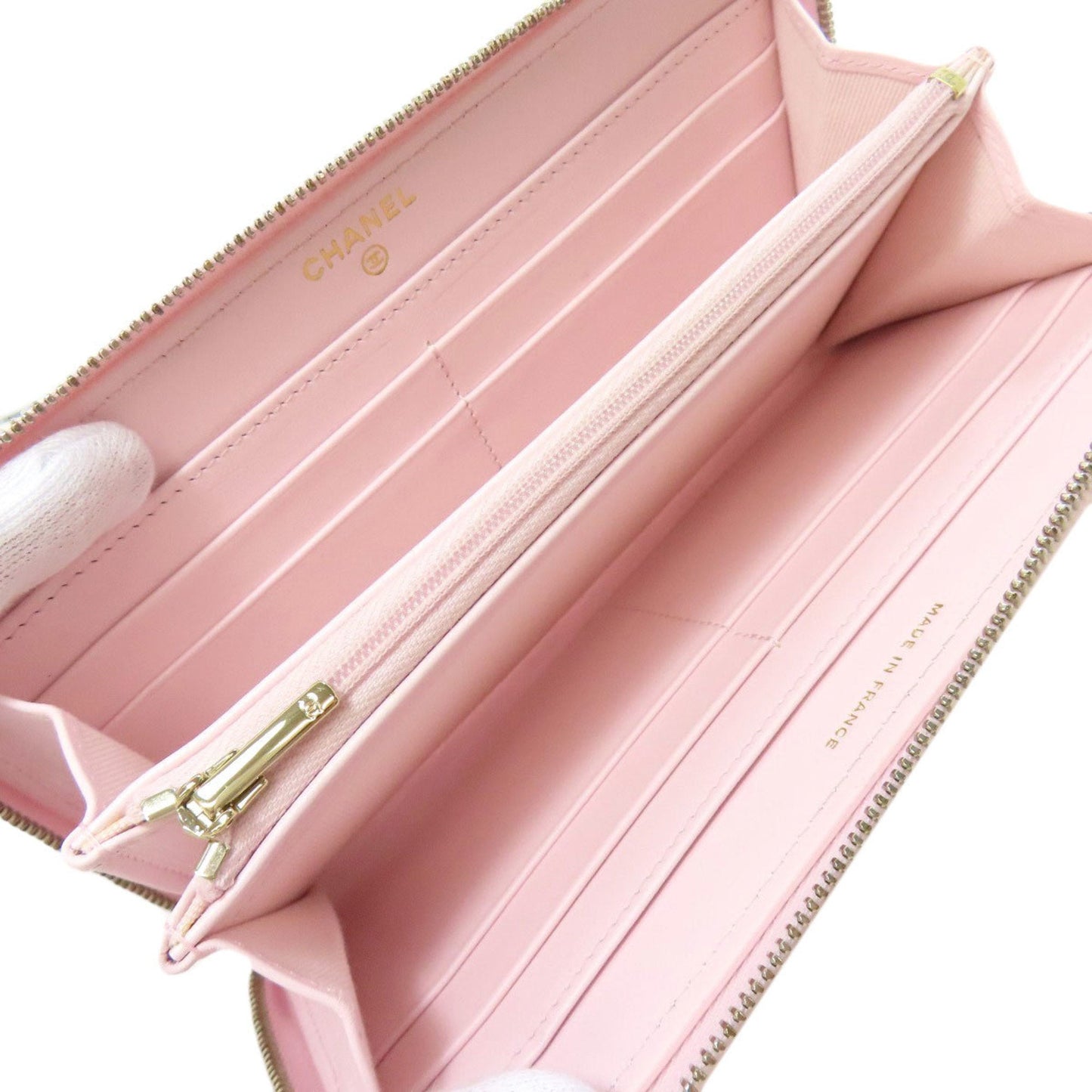 Chanel Pink Leather Long Wallet (Bi-Fold) ()