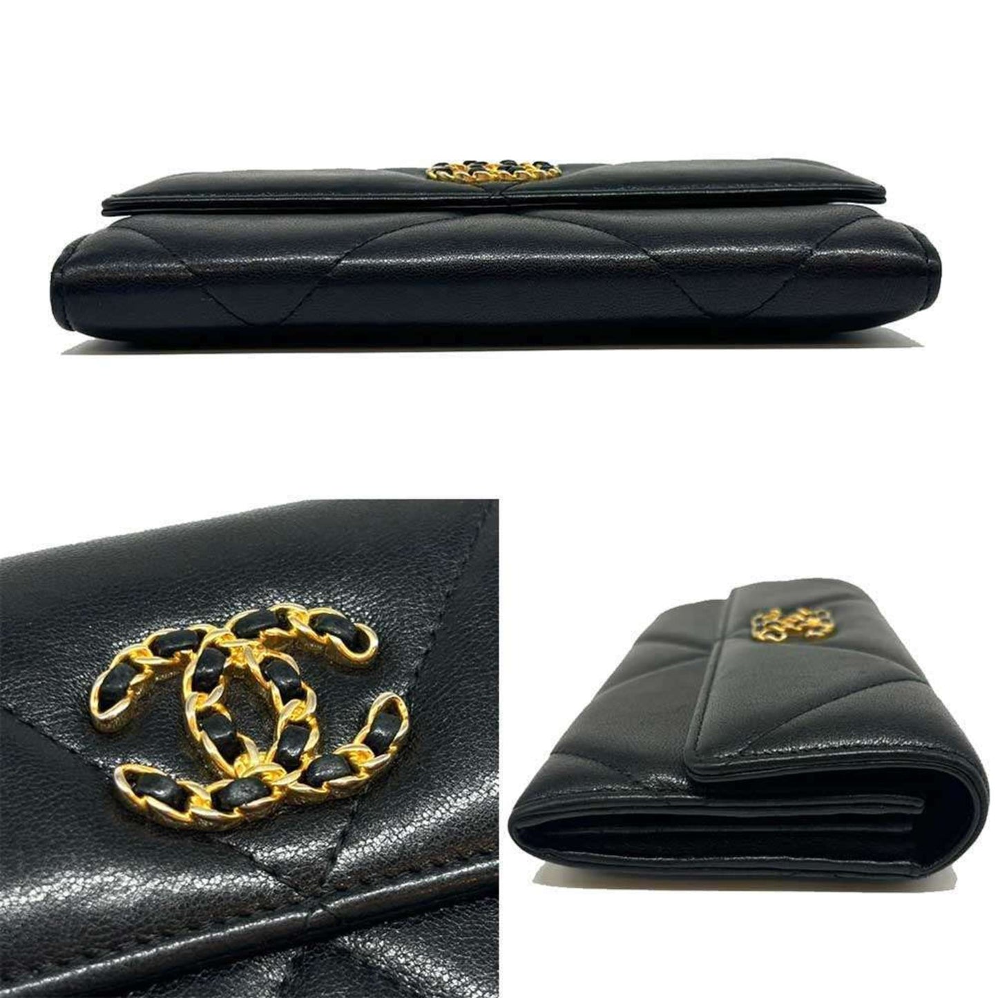 Chanel Black Leather Long Wallet (Bi-Fold) ()
