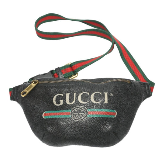 Gucci Black Leather Fanny Pack Pouch ()