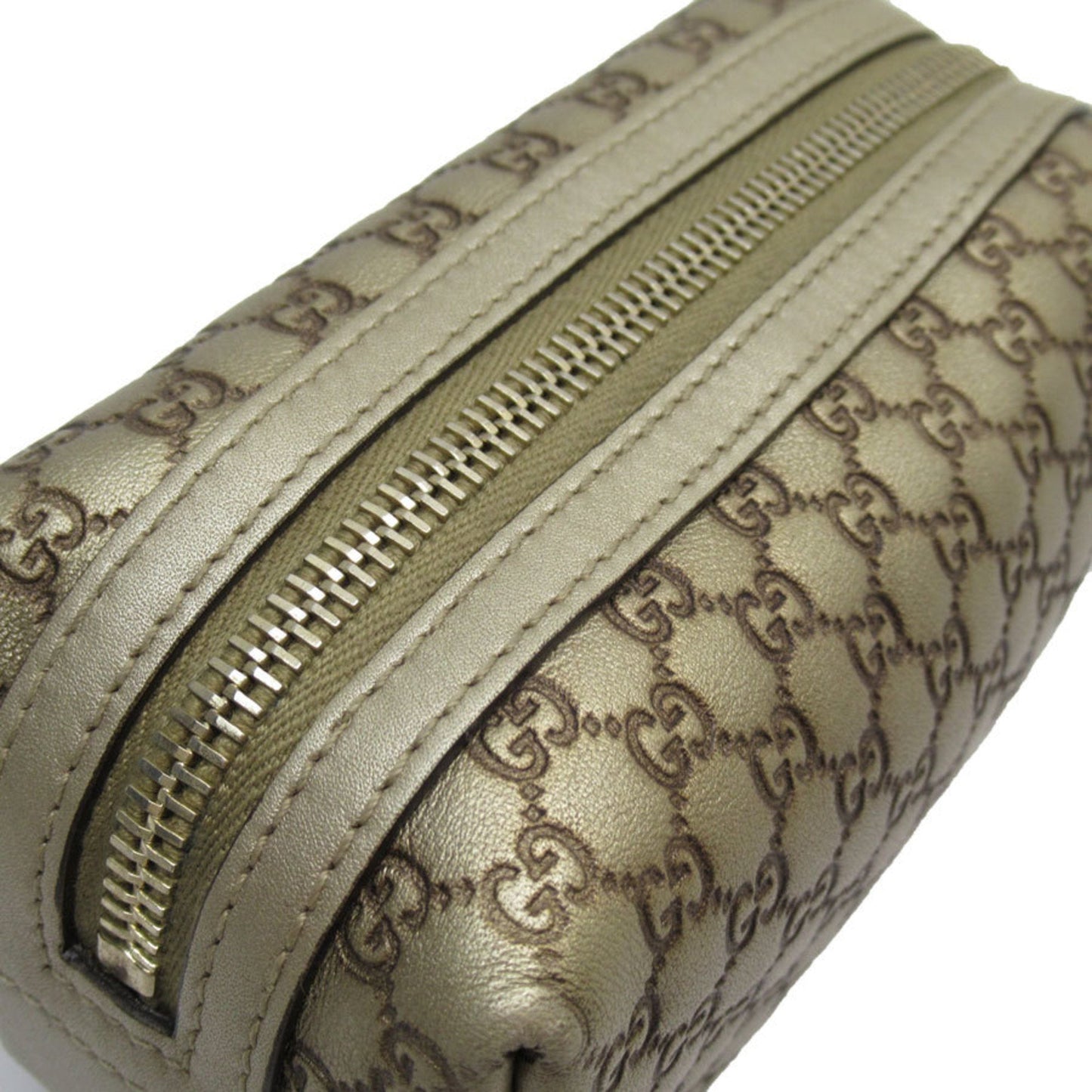 Gucci Brown Gold Leather Pouch ()